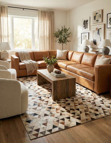 4' 10 x 7' 10 Cowhide Leather Rug