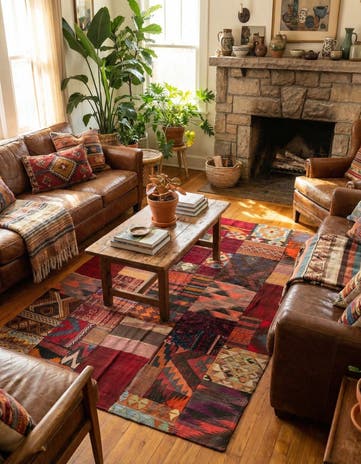 4' x 5' 9 Hand Woven Kilim Patchwork Wool Rug