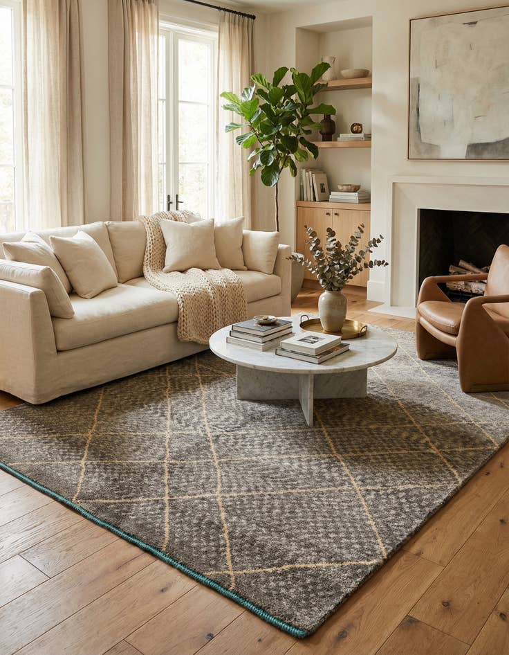 Detail image of 5' 8 x 8' 2  Hand Knotted Moroccan Wool Rug