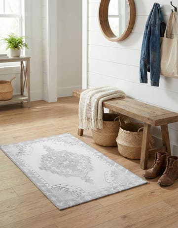 white Gray Washable Timeless Rug
