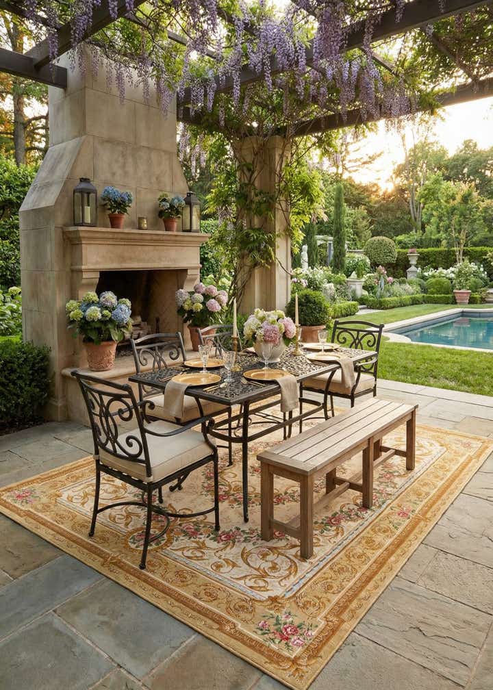 9' x 12' Easy-Clean Traditional Indoor / Outdoor Rug