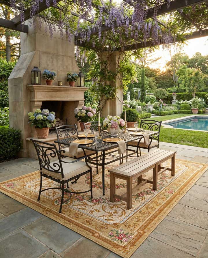9' x 12' Easy-Clean Traditional Indoor / Outdoor Rug