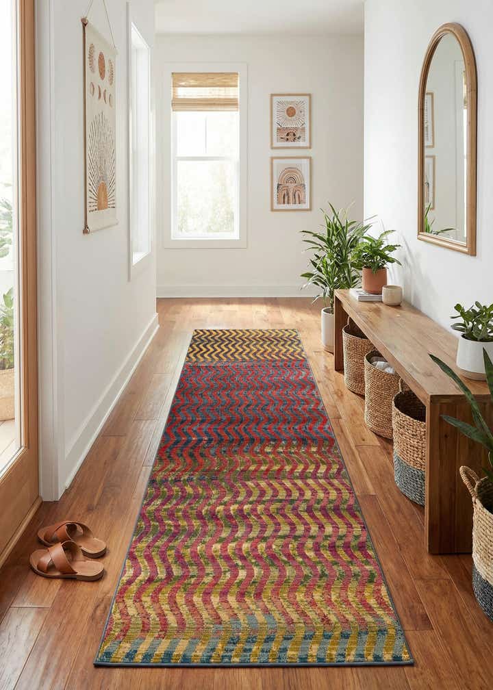 2' 7 x 9' Easy-Clean Modern Indoor / Outdoor Runner Rug