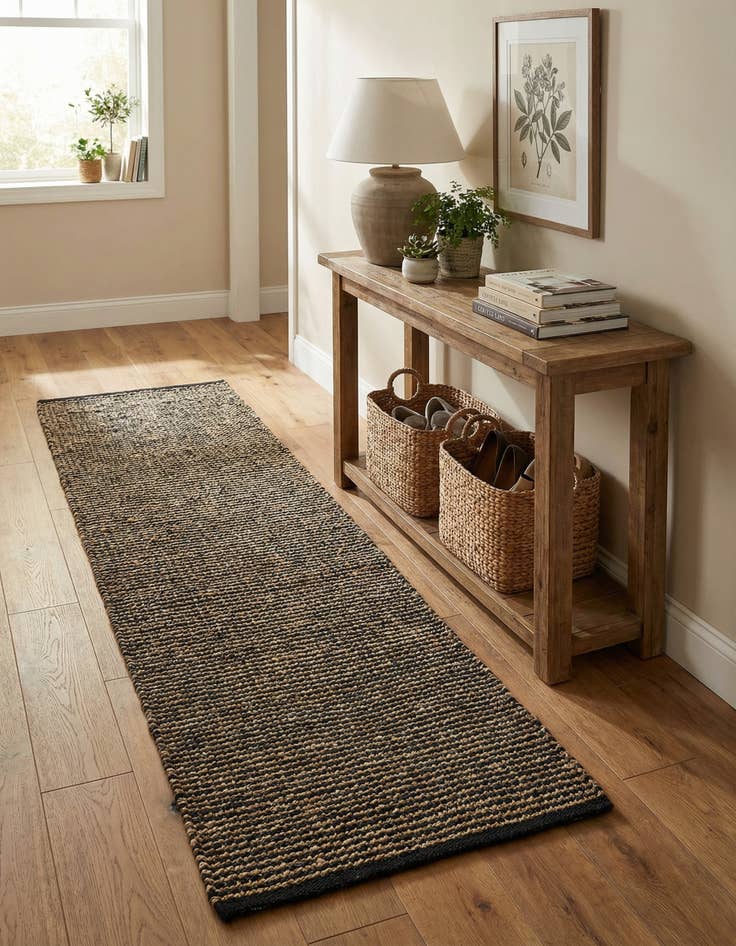 Detail image of 2' x 6' 1  Hand Woven Palm Beach Jute Runner Rug