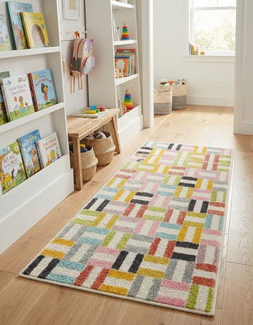 2' 2 x 4' Checkered Whimsy Kids Runner Rug