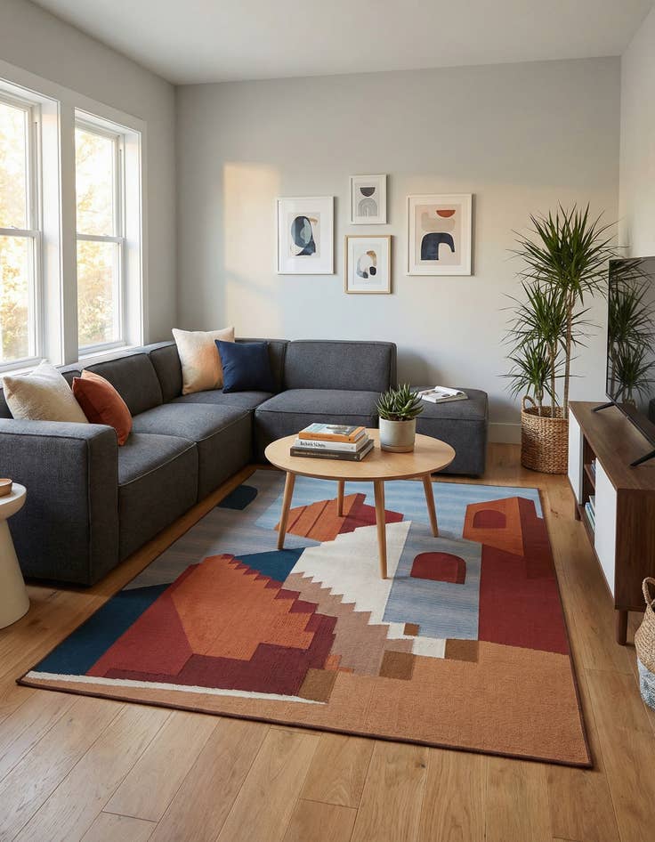 Detail image of 5' x 8'  Washable Modern Indoor / Outdoor Rug