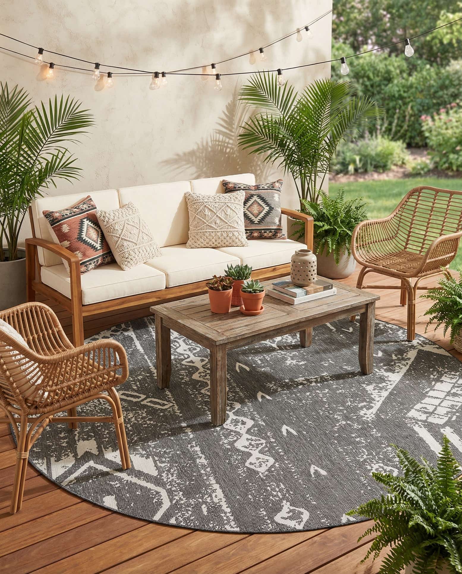 10' 8 x 10' 8 Easy-Clean Bohemian Indoor / Outdoor Round Rug