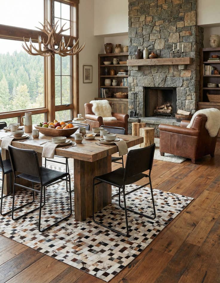 Detail image of 5' x 7' 10 Cowhide Stocks Rug