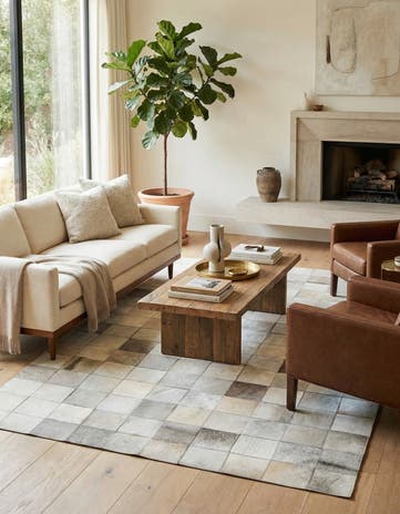 5' x 7' 9 Cowhide Leather Rug
