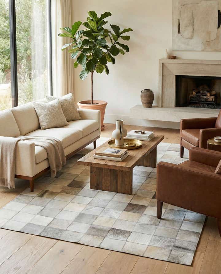 5' x 7' 9 Cowhide Leather Rug