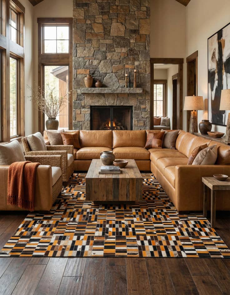 Detail image of 5' x 7' 11 Cowhide - Patchwork Rug