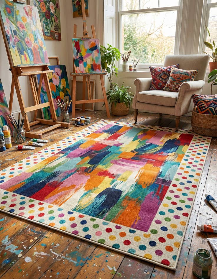 Detail image of 9' x 12'  Washable Vivid Rug