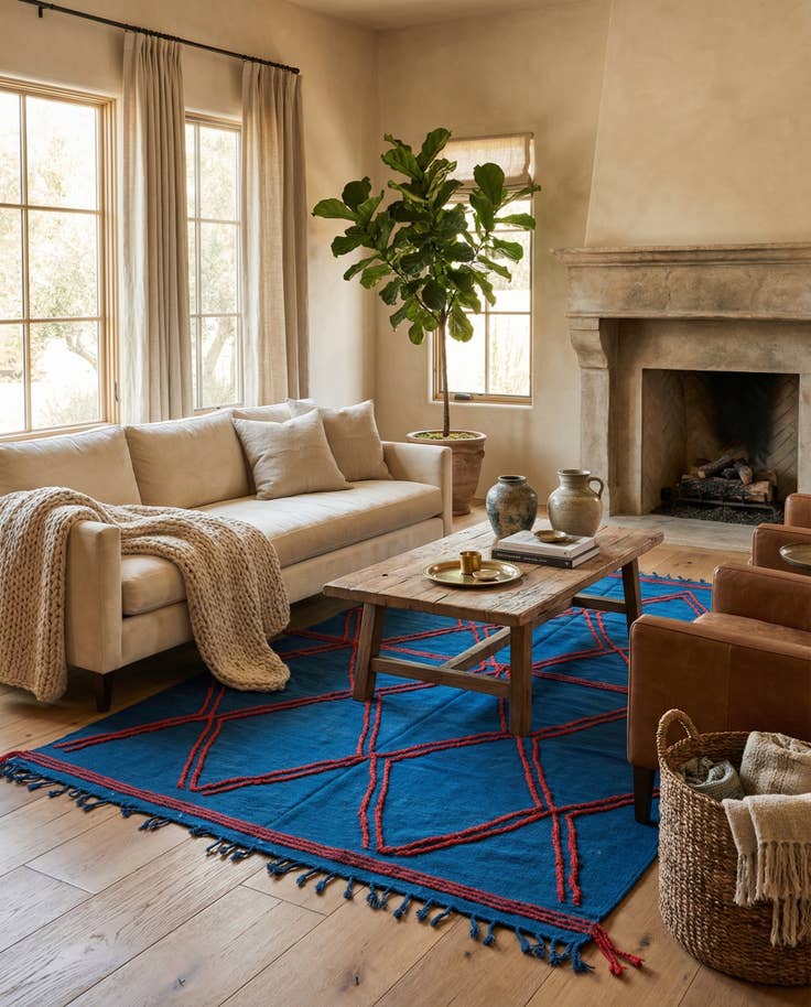 Detail image of 6' 2 x 9' 8 Hand Knotted Moroccan Wool Rug