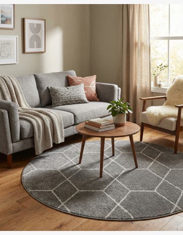 4' x 4' Trellis Frieze Round Rug