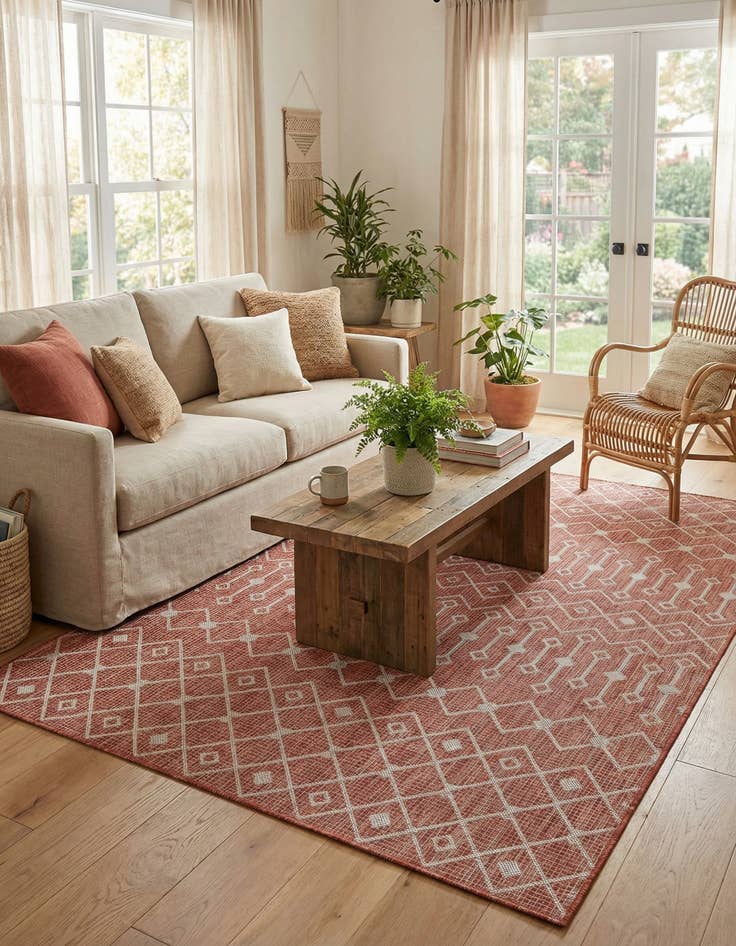 Detail image of 5' 3 x 8'  Washable Trellis Indoor / Outdoor Rug