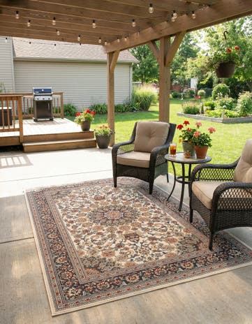 5' 3 x 8' Easy-Clean Traditional Indoor / Outdoor Rug