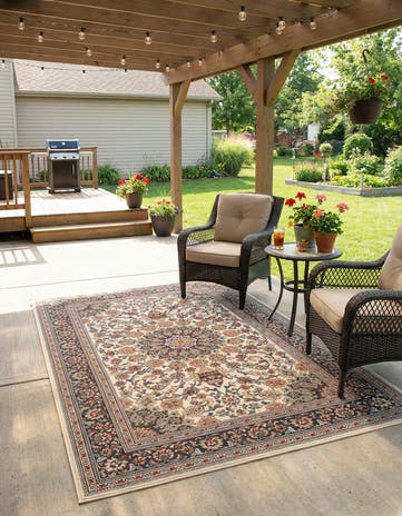 5' 3 x 8' Easy-Clean Traditional Indoor / Outdoor Rug