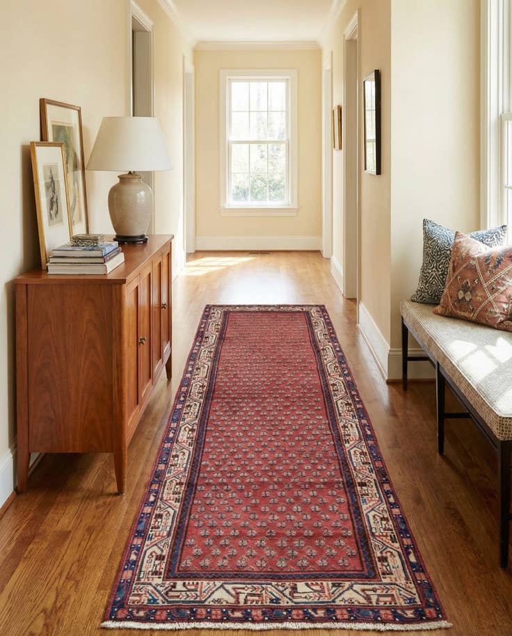 Detail image of 3' 7 x 11' Hand Knotted Botemir Persian Wool Runner Rug