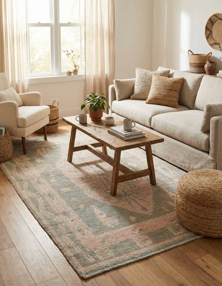 Detail image of 4' 10 x 8'  Hand Knotted Moroccan Wool Rug