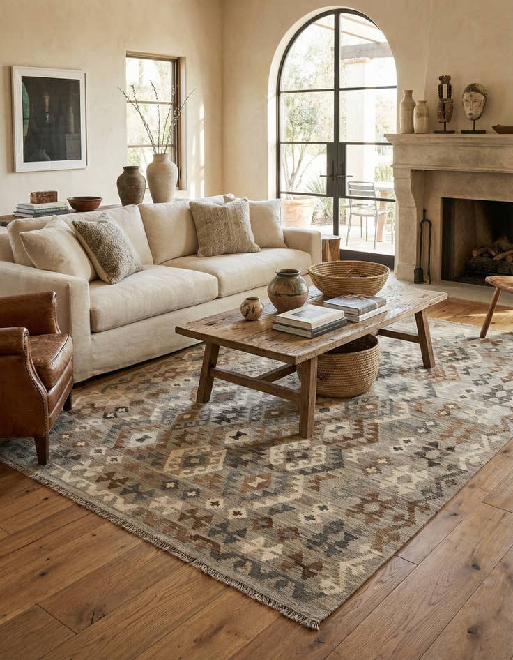 Detail image of 6' 2 x 8' 7  Hand Woven Kilim Maymana Wool Rug