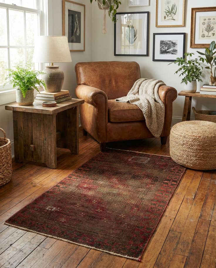 Detail image of 2' 4 x 4' 9 Hand Knotted Ultra Vintage Persian Wool Runner Rug