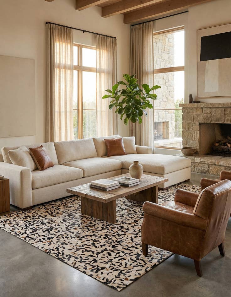 Detail image of 7' 11 x 9' 11 Cowhide Stocks Rug