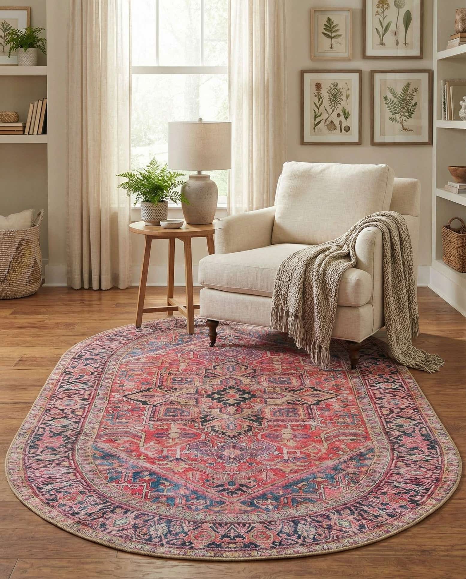 4' x 6' Washable Timeless Oval Rug