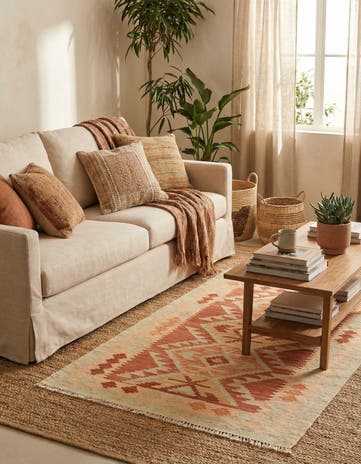 2' 9 x 4' 2 Hand Woven Kilim Waziri Wool Rug