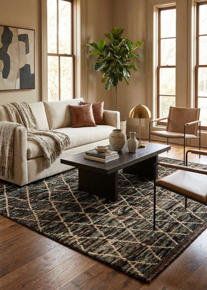 5' 9 x 8' Hand Knotted Moroccan Wool Rug