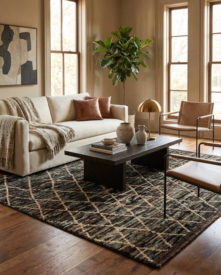 Detail image of 5' 9 x 8' Hand Knotted Moroccan Wool Rug