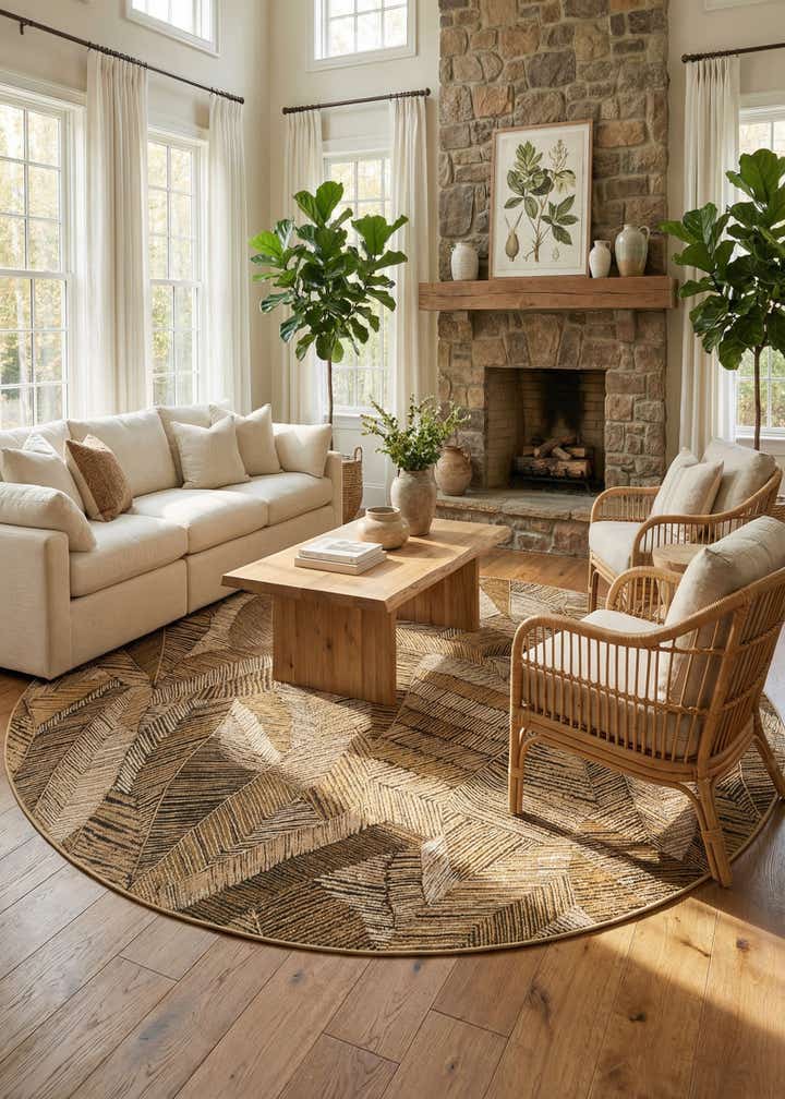10' x 10' Easy-Clean Botanical Indoor / Outdoor Round Rug