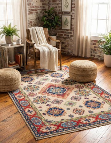 4' x 5' 10 Hand Knotted Kazak Rug