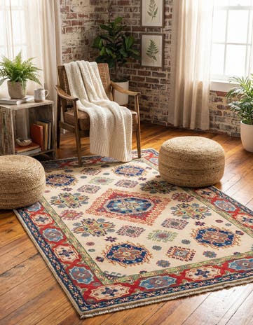 4' x 5' 10 Hand Knotted Kazak Rug