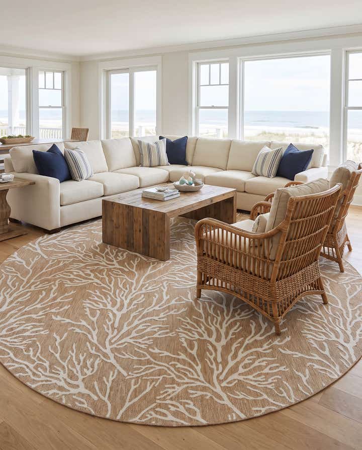 13' x 13' Easy-Clean Coastal Indoor / Outdoor Round Rug