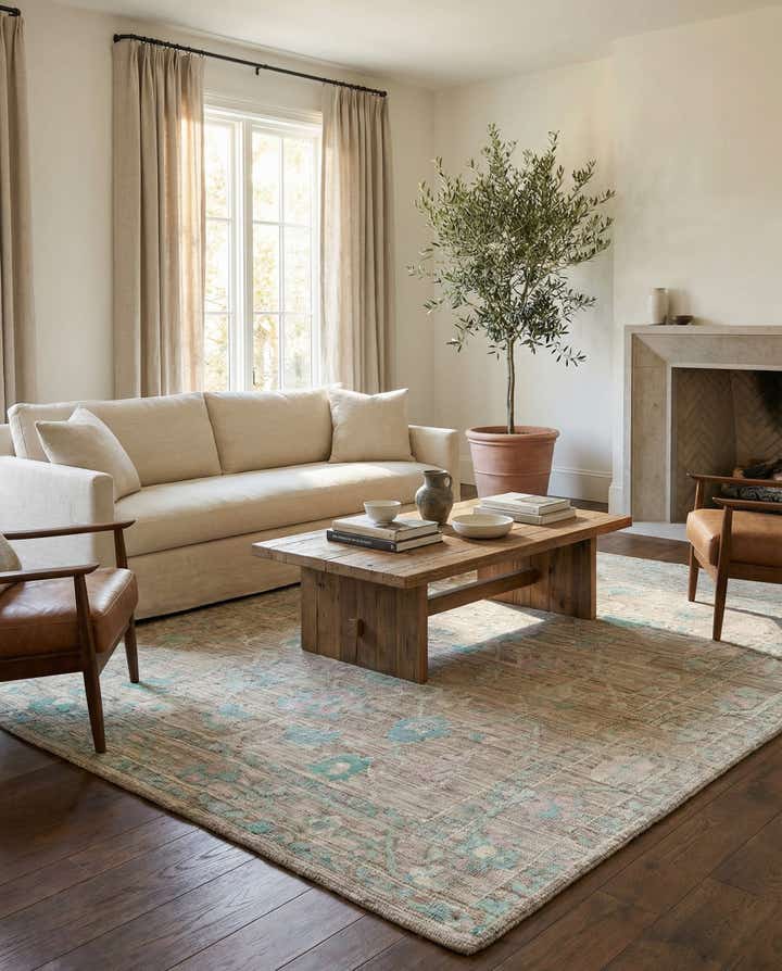 8' 10 x 12' 3 Hand Knotted Oushak Wool Rug