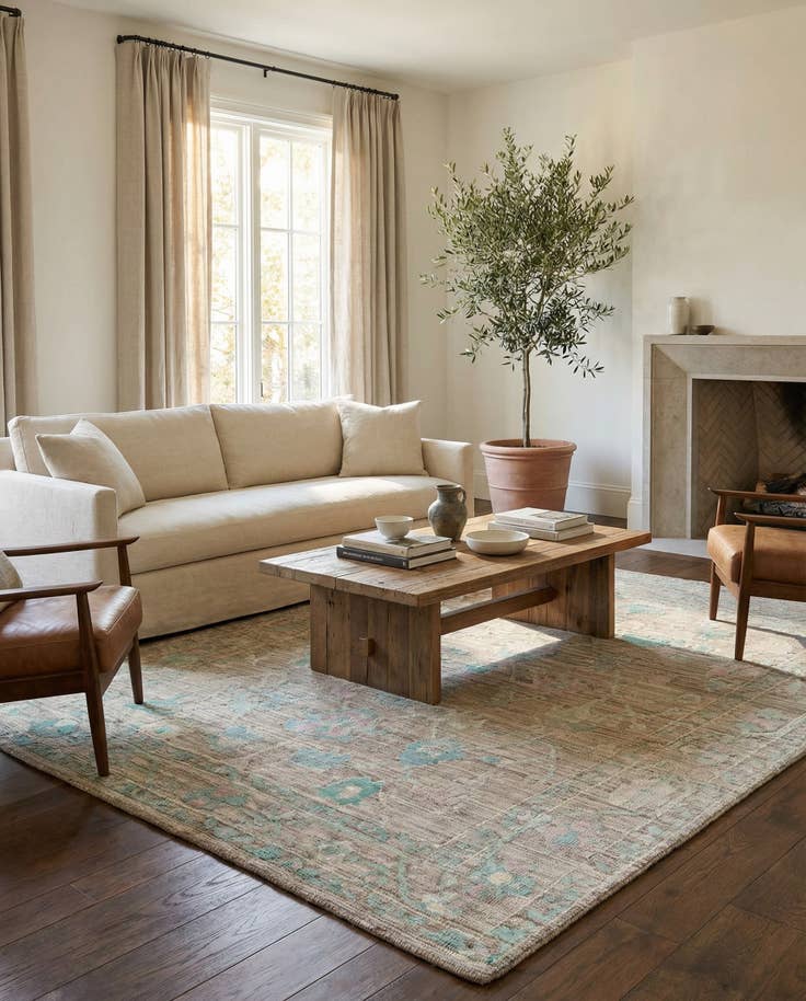 Detail image of 8' 10 x 12' 3 Hand Knotted Oushak Wool Rug