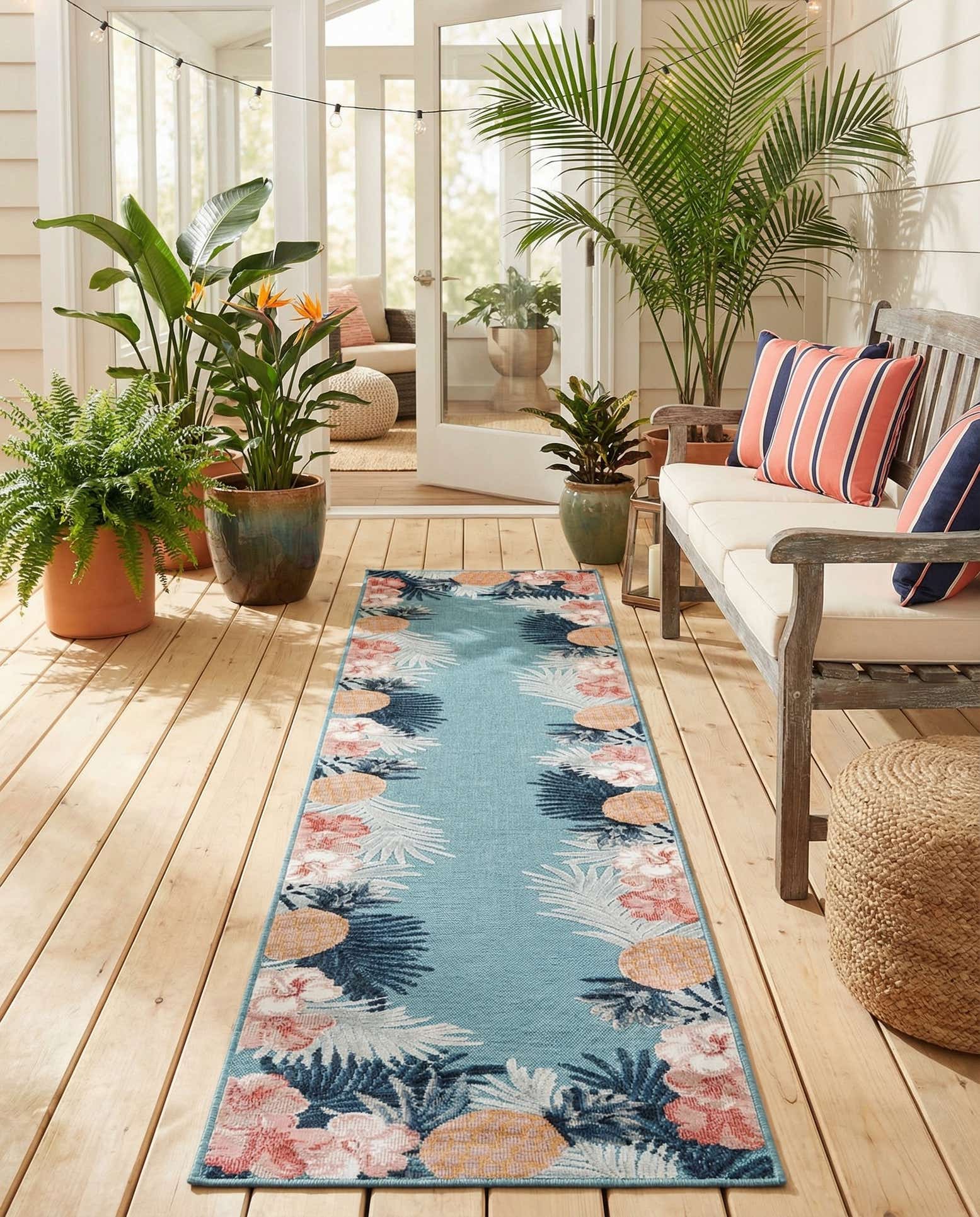 2' 7 x 12' Easy-Clean Botanical Indoor / Outdoor Runner Rug