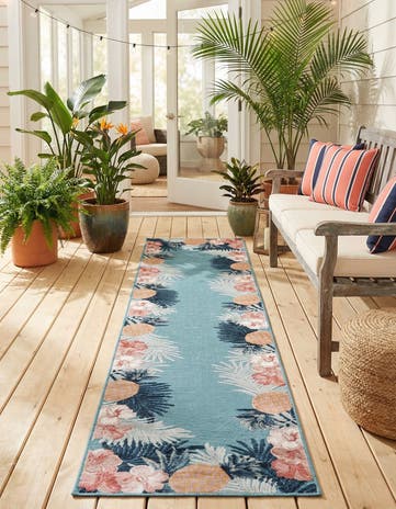 2' 7 x 12' Easy-Clean Botanical Indoor / Outdoor Runner Rug