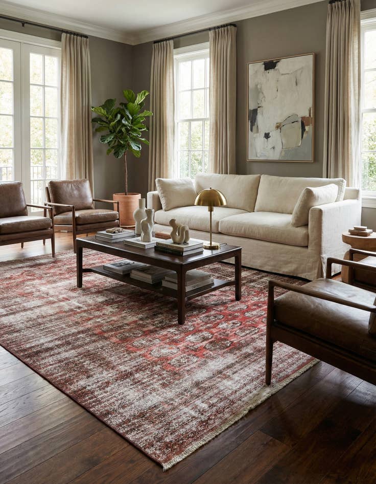 Detail image of 6' 9 x 10'  Hand Knotted Ultra Vintage Persian Wool Rug