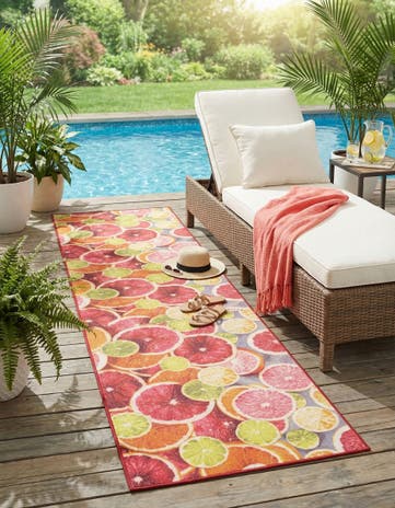2' x 10' Easy-Clean Jill Zarin Caribbean Indoor / Outdoor Runner Rug