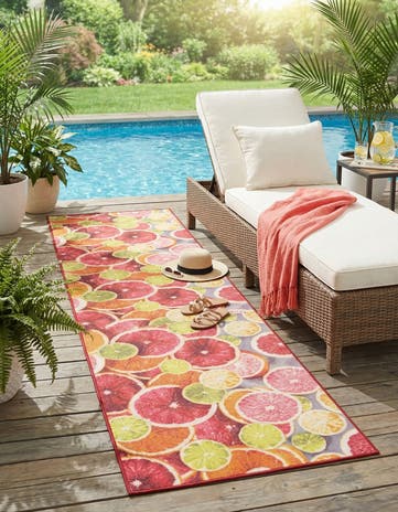 2' x 10' Easy-Clean Jill Zarin Caribbean Indoor / Outdoor Runner Rug