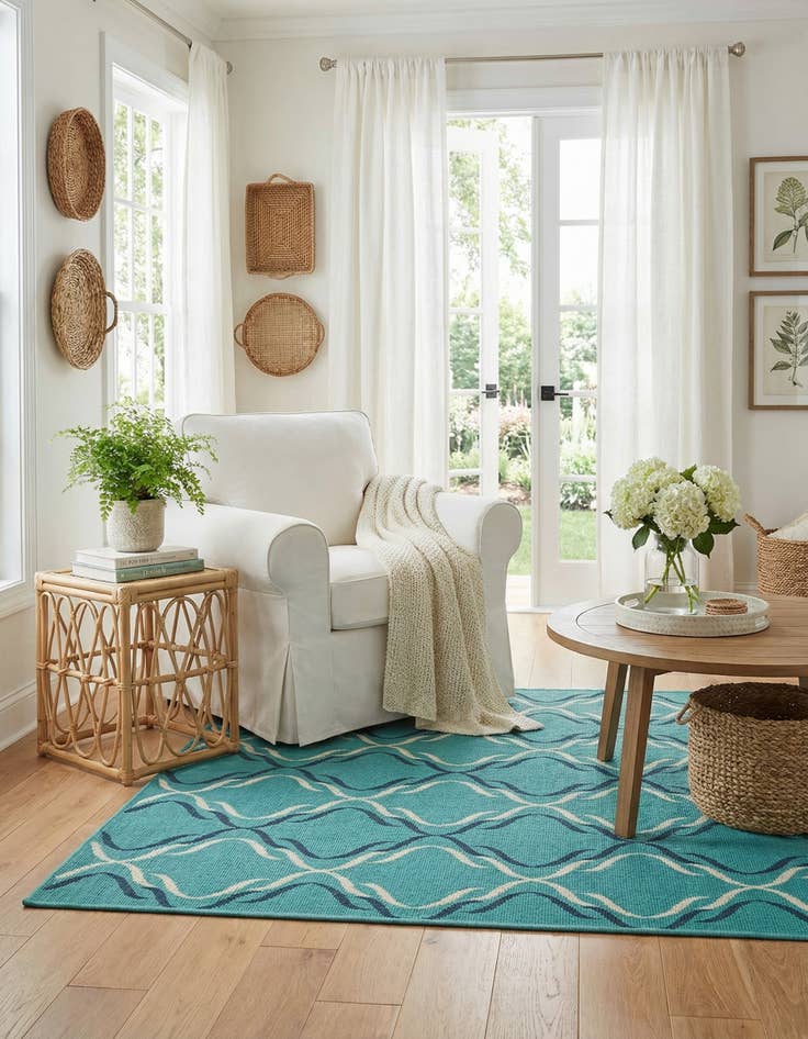 Detail image of 4' x 6'  Washable Trellis Indoor / Outdoor Rug