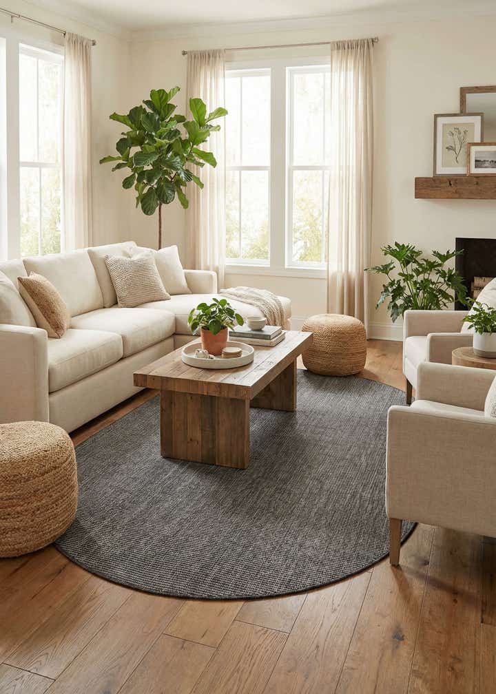 5' 3 x 8' Easy-Clean Solid Indoor / Outdoor Oval Rug