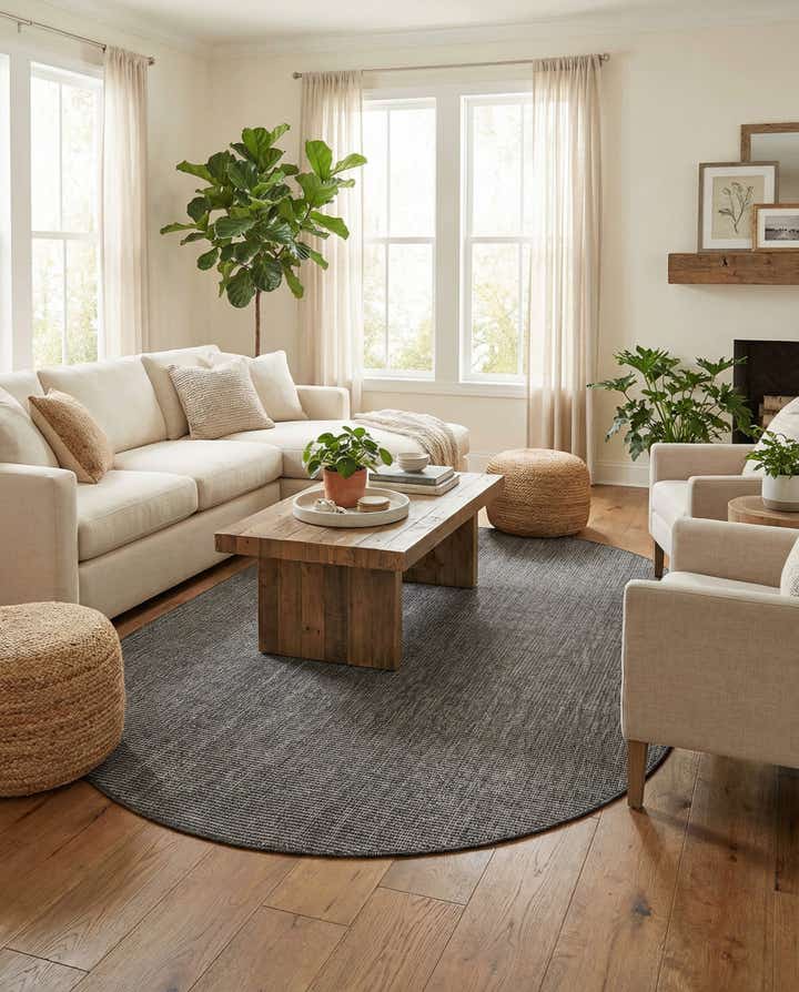 5' 3 x 8' Easy-Clean Solid Indoor / Outdoor Oval Rug