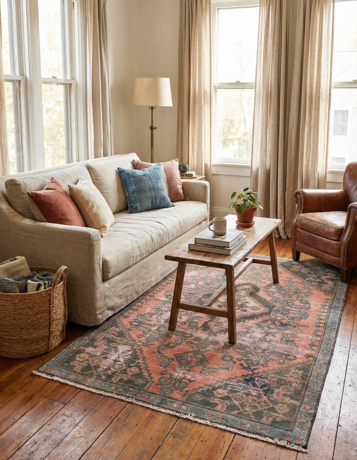 Detail image of 3' 7 x 5' 7  Hand Knotted Ultra Vintage Persian Wool Rug