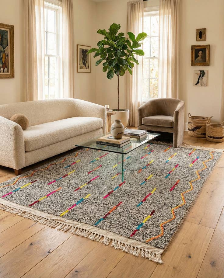 Detail image of 5' x 6' 6 Hand Knotted Moroccan Wool Rug