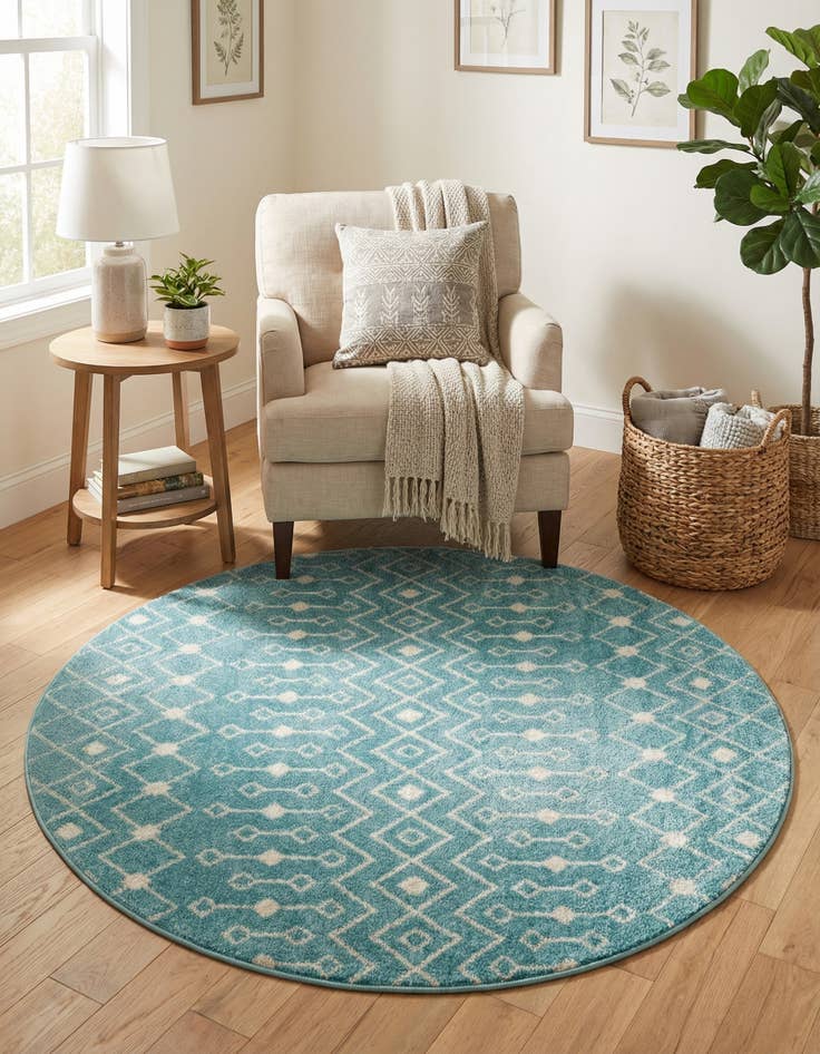 Detail image of 6' x 6' Moroccan Trellis Round Rug