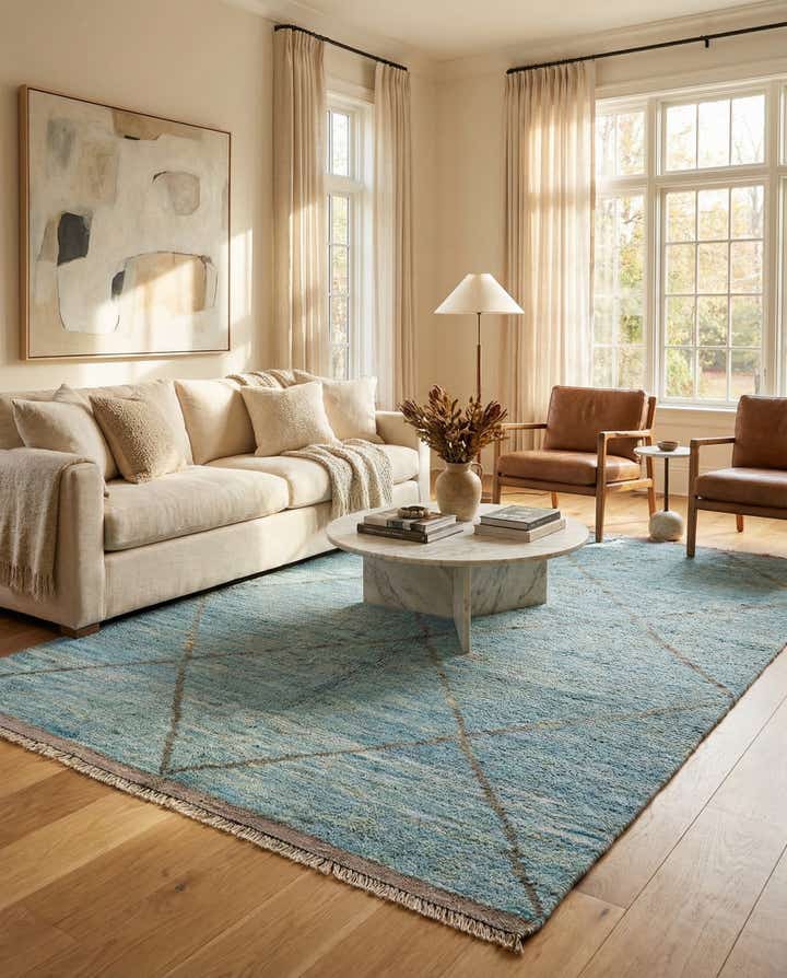 6' x 9' 7 Hand Knotted Moroccan Wool Rug