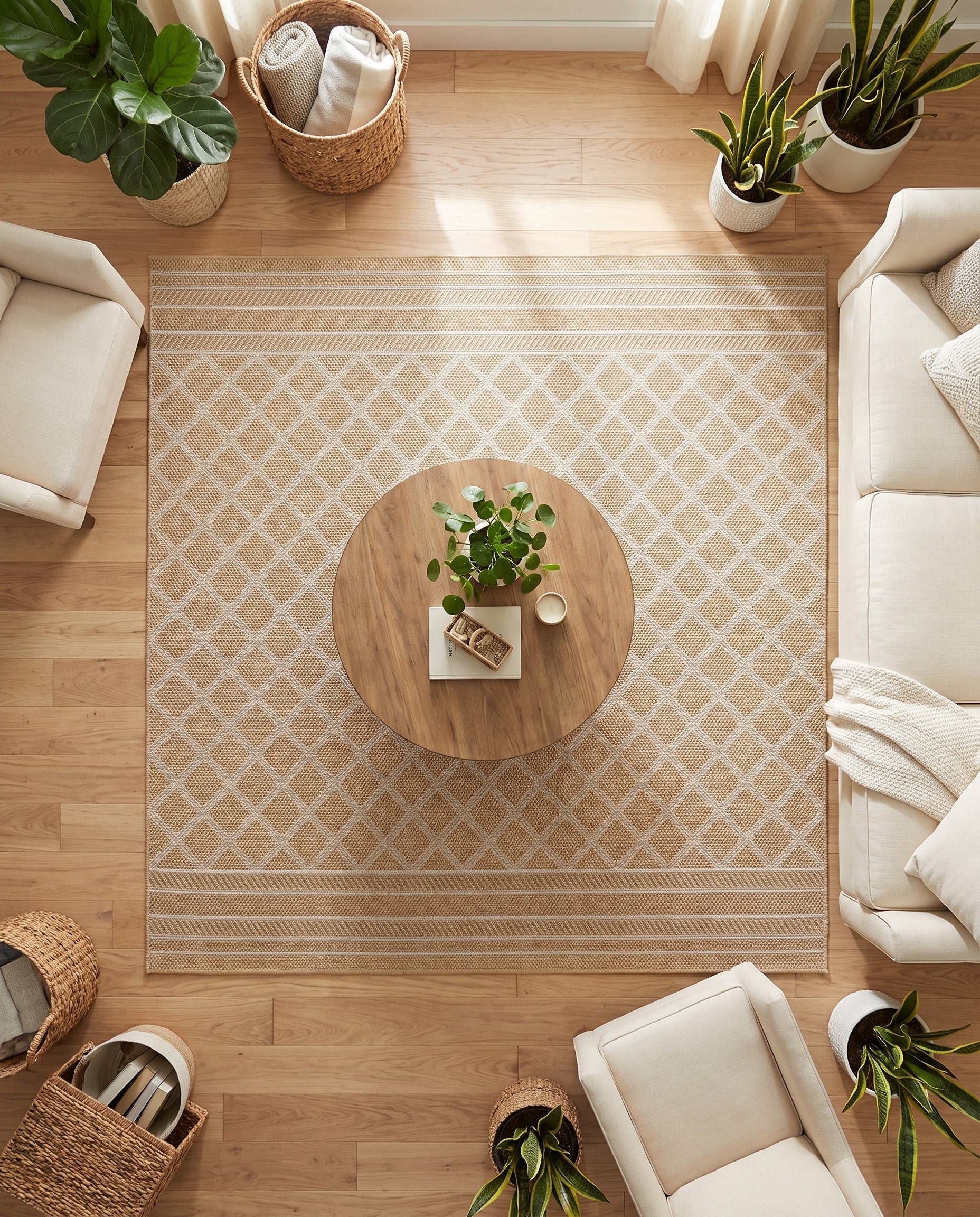 7' 10 x 7' 10 Easy-Clean Lattice Indoor / Outdoor Square Rug