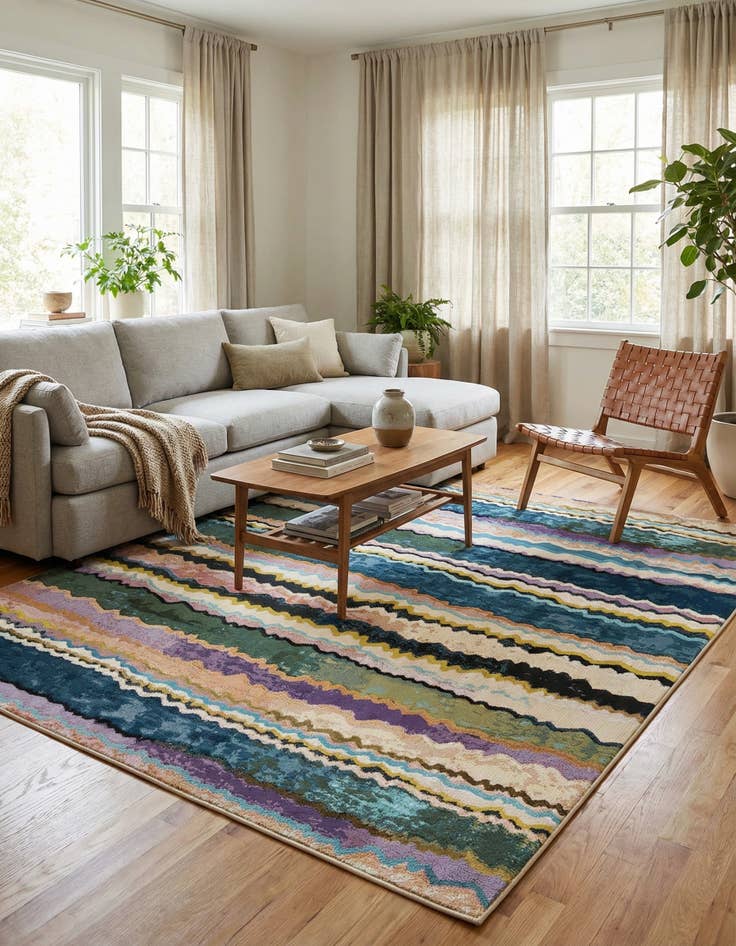 Detail image of  7' 10 x 7' 10  Washable Modern Indoor / Outdoor Square Rug